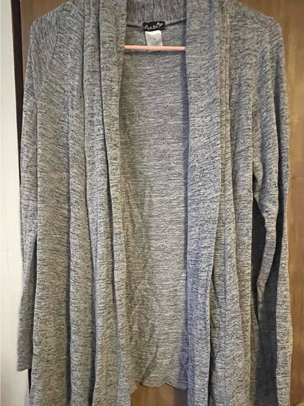 Light Gray Open-Front Draped Cardigan